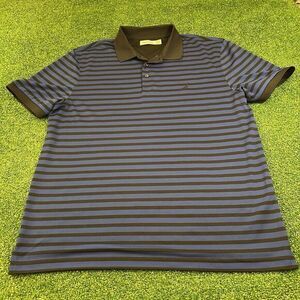Nautica Polo Shirt Men Extra Large Blue Black Striped Short Sleeve Golf Athletic